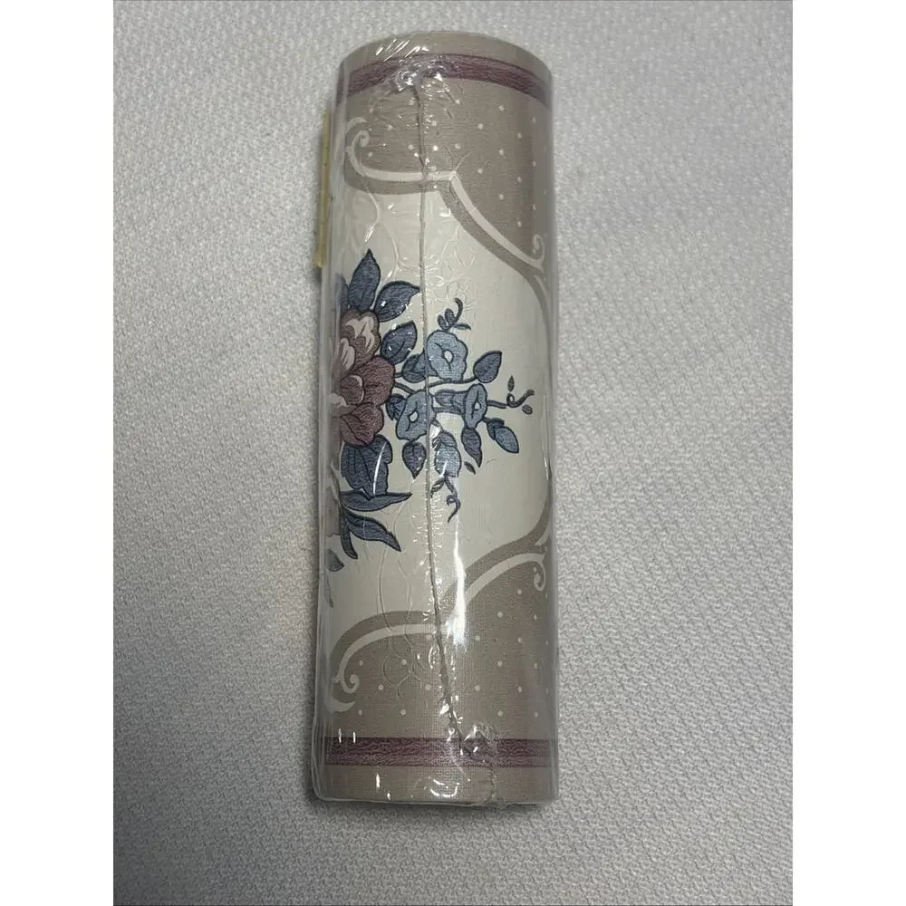 Vintage Floral Wallpaper Board 5 Yards Pattern Ch13095 NOS 90s Brown